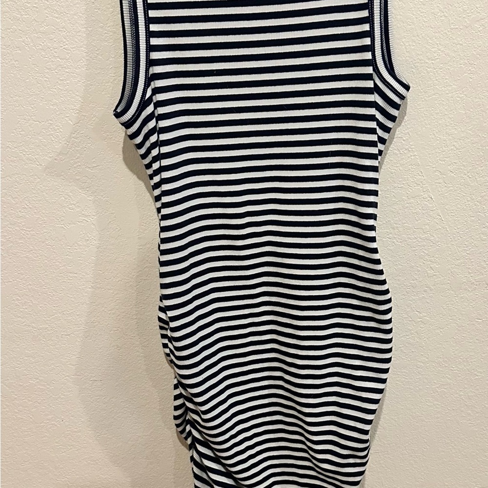 A New Day White and Blue Sleeveless V-Neck Bodycon Maxi Dress - Picture 7 of 9